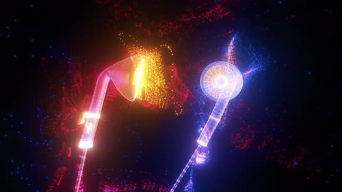 Neon Glowing Headphones with Particle Music Visualization