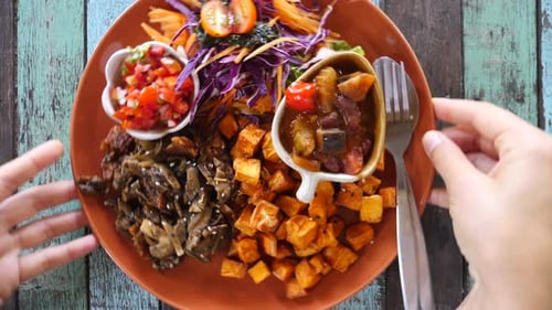 Delicious Plate of Healthy, Fresh Food on Table