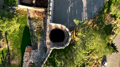 Old Fortress on the Mountain Aerial View 4 K