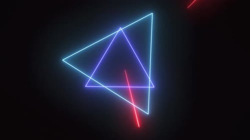 Abstract Glowing Neon Triangles Geometric Loop Background