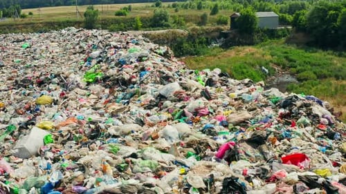 Aerial View of Garbage Dump with Plastic Waste