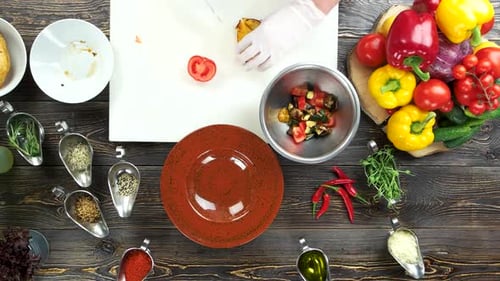 Wooden Table Salad Ingredients