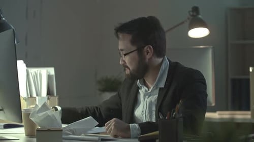 Man Stressed Out at Work