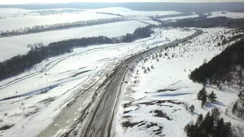 A Car On The Winter Country Road