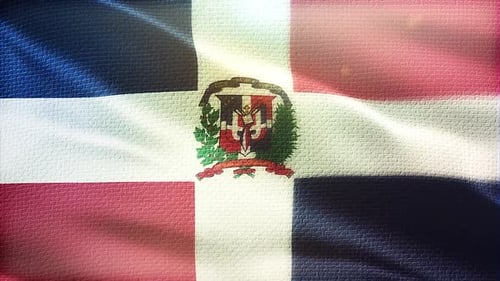 Dominican Republic National Flag Waving in Wind
