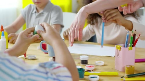 Children Create Colorful Arts and Crafts Together