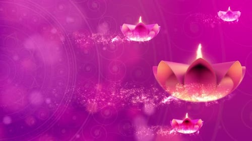 Vibrant Diwali Lotus Lamps Floating Particle Effects