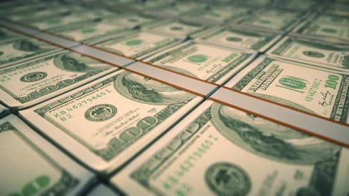 Seamless Loop of Stacks of One Hundred Dollar Bills