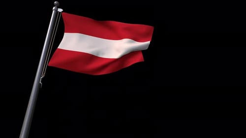 Austria Flag Waving on Black Background