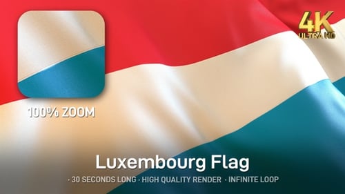 Luxembourg National Flag Waving Seamless Loop Animation