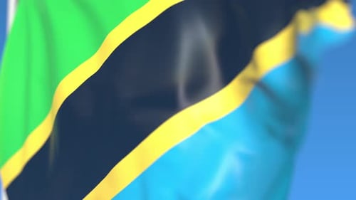 Realistic Tanzania Flag Waving in Slow Motion
