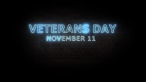 Neon Veterans Day Title Reveal Animation