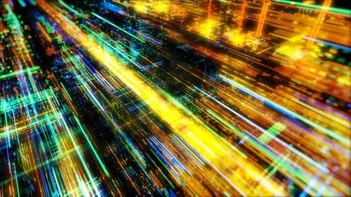 Abstrakte Technologie und Cyberspace-Umgebung 3D-Rendering 4K-Loop
