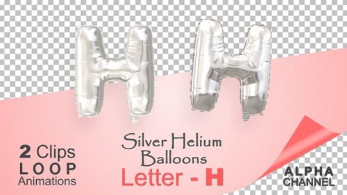 Shiny Silver Letter H Floating Balloon Loop Animation
