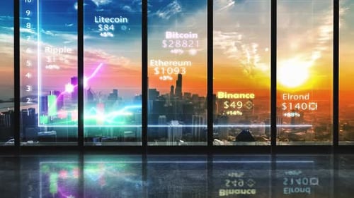 Hologramme de crypto-monnaie futuriste de Chicago