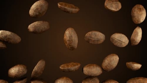 Falling Coffee Beans Filling the Frame