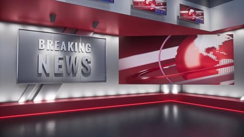 Breaking News Virtual Studio Background with Spinning Globe