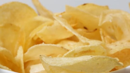 Close-Up of Potato Chips in Bowl