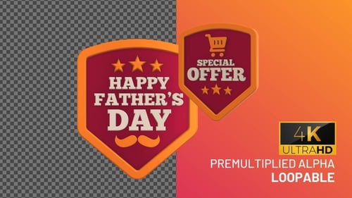 Happy Fathers Day Special Offer Bage Looping with Alpha Channel