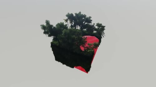 Casa isométrica en medio de la naturaleza en el borde del mar rojo