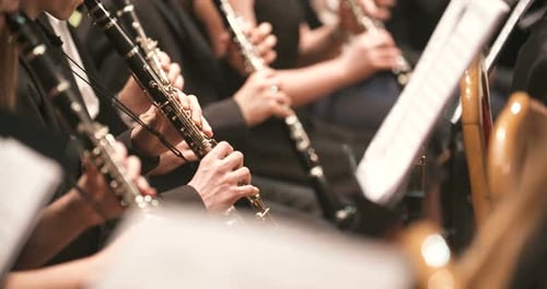 Femalne Musician Playing Clarinet During Concert