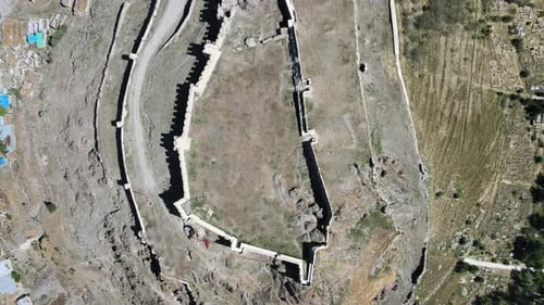 aerial view ancient castle ruins