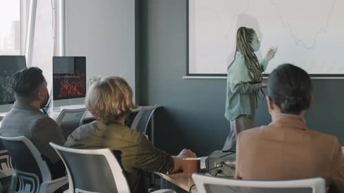 Business Presentation With Data in Bright Office