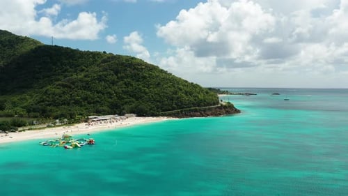 Drone footage of sand beach in the Caribbean