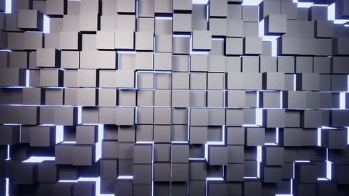 Metallischer Würfel-Wandhintergrund mit blauer Beleuchtung Vj Loop HD