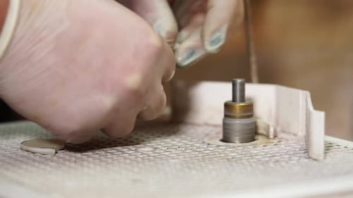 Grinding Colored Glass in a Workshop