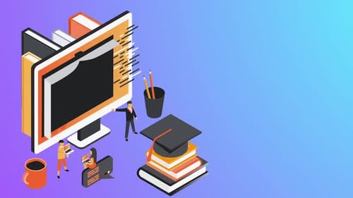 Online Learning and Digital Education Isometric Concept Animation