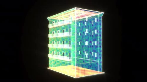 Hologram of the Building Futuristic Technology Digital Urban Development Intro Able to Loop Seamless