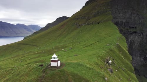Aerial View of Lighthouse on the Top of Green Mountain