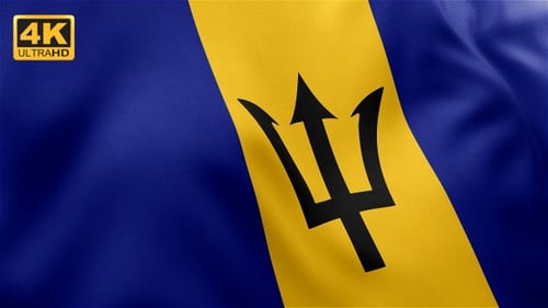 Realistic Barbados Flag Waving Seamless Loop