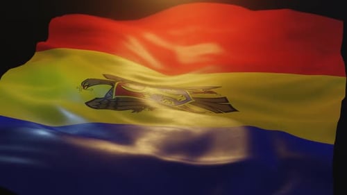 Moldova Flag Waving Animation