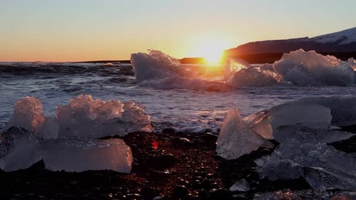 Iceland Black Sand Beach Icebergs