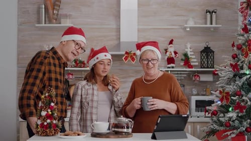 Festive Family Video Chatting During Christmas