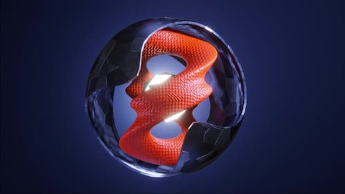 Animation 3D en boucle HD. Objet de science-fiction avec de l'énergie au centre