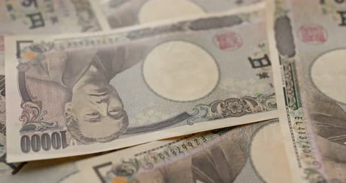 Japanese Yen Bank Notes Close Up