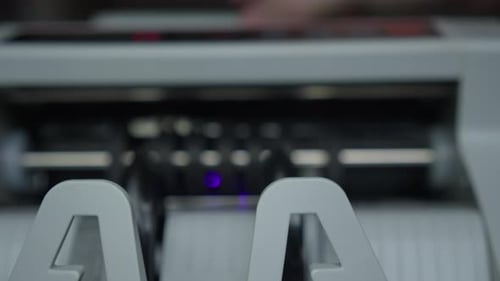 Money Counter Machine Counts Euro Banknotes