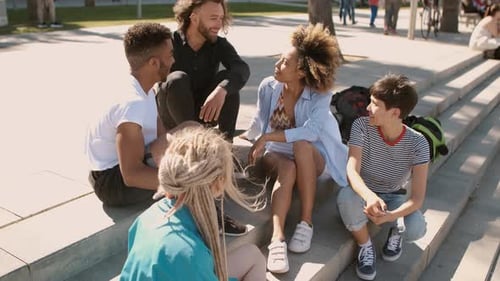 Relaxing Diverse Friends on Street