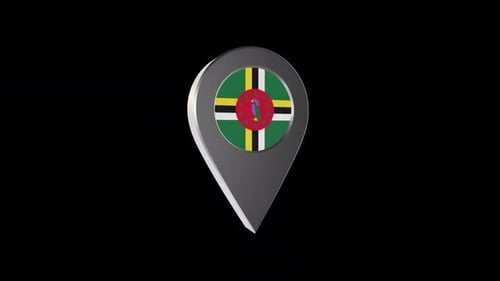Dominica Flag 3D Location Pin Animation