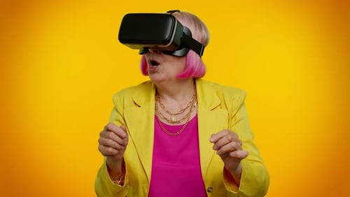 Senior Woman Using a Virtual Reality Headset