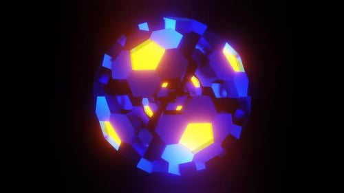 Vibrant Neon Hexagonal Sphere Rotating Abstract Background