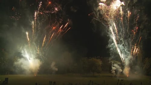 Spectacular Fireworks Exploding in the Night Sky
