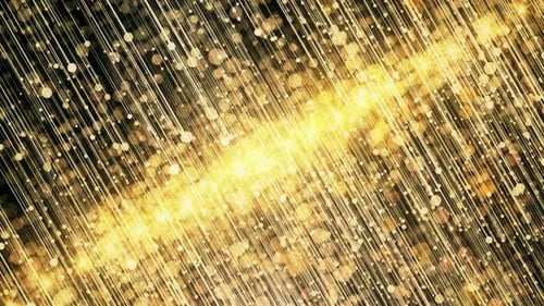 Golden Shimmering Particle Lines with Light Streak Background