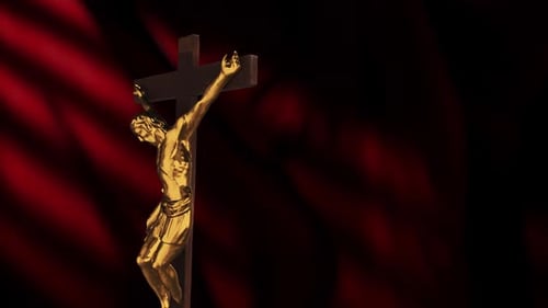 Rotating Golden Jesus Christ Crucifix Religious Background Loop