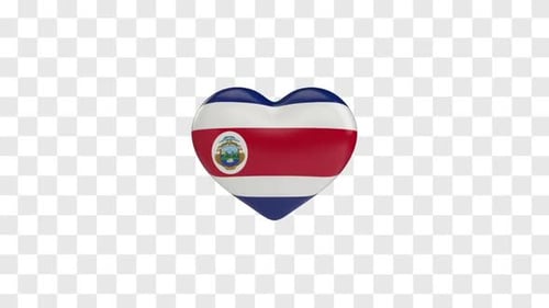 Animated 3D Costa Rica Flag Heart Rotation