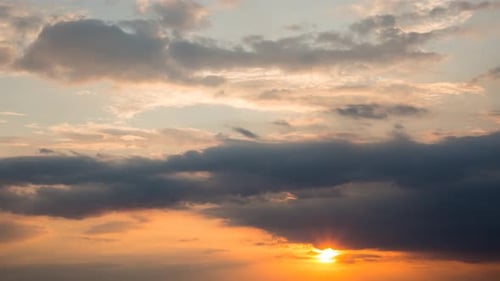Beautiful Sunset With Clouds, Time Lapse, 4k