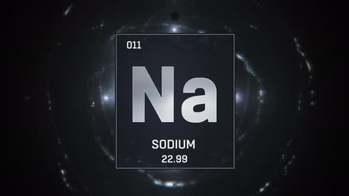 Animated Sodium Element Periodic Table with Orbiting Atomic Structure